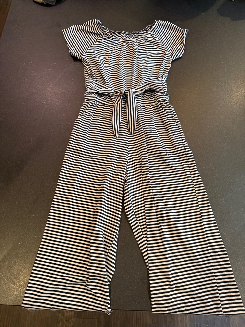 Vineyard Vines Striped Navy & White Wide-Leg Jumpsuit with Tie Waist size XS